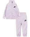 Nike Baby Girls Tricot Tracksuit Jacket And Joggers, 2 Piece Set In Pink