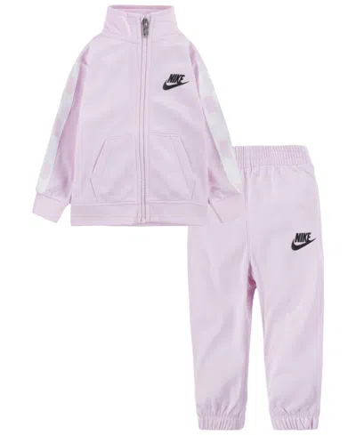 Nike Baby Girls Tricot Tracksuit Jacket And Joggers, 2 Piece Set In Pink