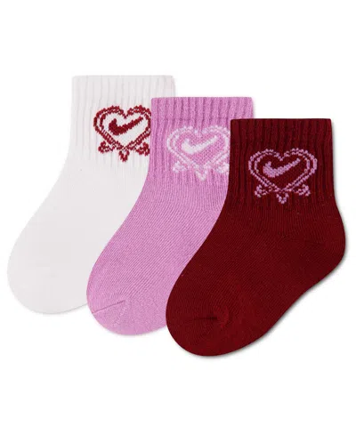 Nike Baby Girls' Valentine's Day Socks, 3-pack In Multi
