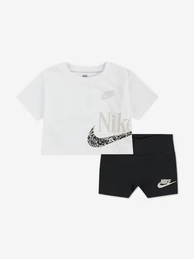 Nike Baby Girls Wild Flower T-shirt And Shorts Set In White