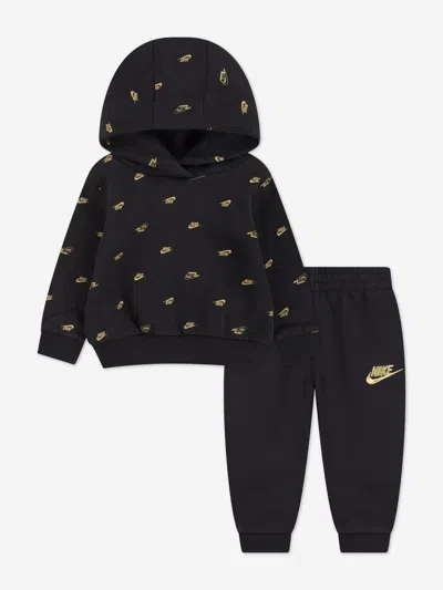Nike Kids'  Baby Nsw Aop Fleece Tracksuit In Black