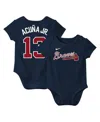Nike Baby Ronald Acuna Jr. Navy Atlanta Braves Fuse Name Number Bodysuit In Navy