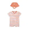 Nike Baby Short Sleeve Romper With Bucket Hat In Orange