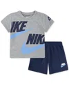 Nike Baby Split Futura T-shirt & Shorts, 2 Piece Set In Midnight Navy