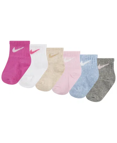 Nike Baby And Toddler Boys Or Girls Swoosh Ankle Socks, Pack Of 6 In Playful Pink
