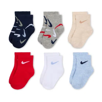 Nike Kids' Baby Swooshfetti Ankle Socks (6 Pairs) In Black