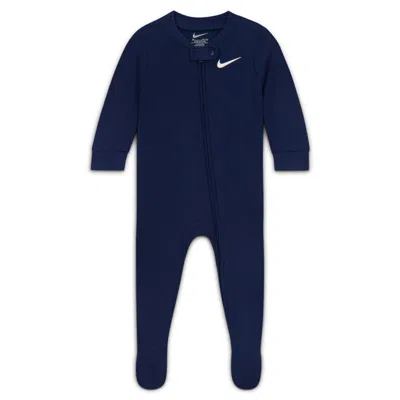 Nike Baby Viscose Waffle Knit Footed Coverall In Blue