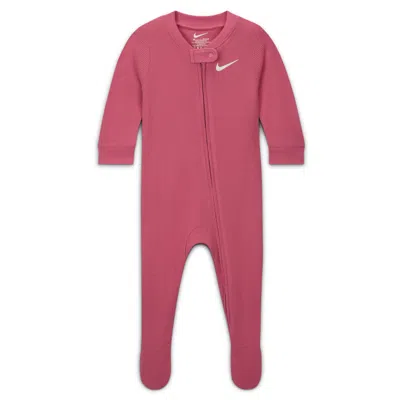 Nike Baby Viscose Waffle Knit Footed Coverall In Pink