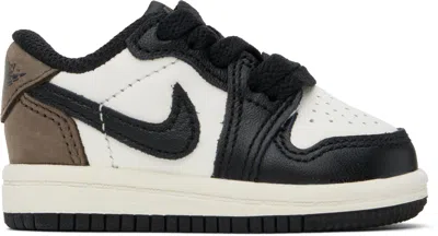 Nike Baby White & Black Jordan 1 Retro Low Sneakers In White/black-dark Moc