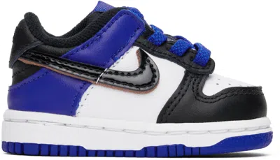 Nike Baby White & Blue Dunk Low Se Sneakers In 100 White/black-race