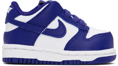 Nike Baby White & Navy Dunk Low Sneakers In White/concord