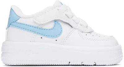 Nike Baby White Force 1 Low Easyon Sneakers In White/aquarius