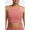 Nike Back Keyhole Bralette In Canyon Pink/white