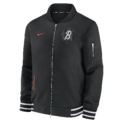 Nike Baltimore Orioles Authentic Collection City Connect Game Time  Men's Mlb Full-zip Bomber Jacket In Black