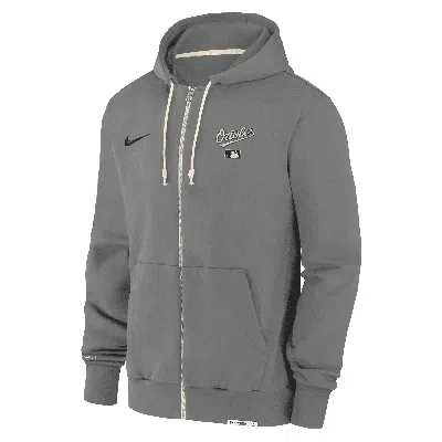 Nike Baltimore Orioles Authentic Collection Travel  Men's Dri-fit Mlb Full-zip Hoodie In Gray