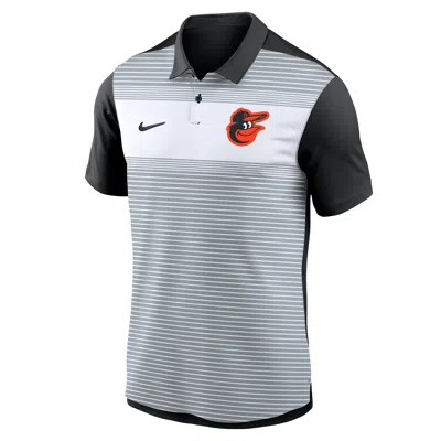 Nike Men's White/black Baltimore Orioles Vapor Striped Performance Polo Shirt