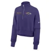 Nike Baltimore Ravens Phoenix  Women's Nfl Cropped 1/4-zip Crew In Purple