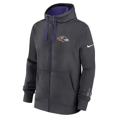 Nike Baltimore Ravens Playbook Page Club  Men's Nfl Full-zip Hoodie In Gray