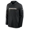 Nike Black Baltimore Ravens Sideline Pure Fury Performance Long Sleeve Hoodie T-shirt In Black