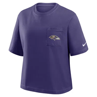 Nike Purple Baltimore Ravens Rewind Pocket Boxy T-shirt In Blue