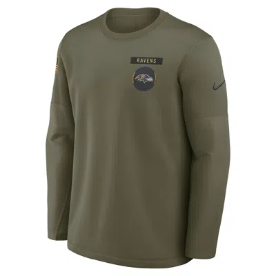 Nike Baltimore Ravens Salute To Service Sideline Triumphant Win Coach  Men's Nfl Pullover Crew In Green