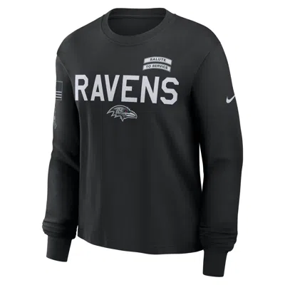 Nike Baltimore Ravens Salute To Service Sideline  Women's Dri-fit Nfl Long-sleeve T-shirt In Black