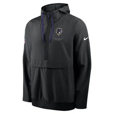 Nike Baltimore Ravens Sideline Anorak  Men's Nfl 1/2-zip Hooded Jacket In Black