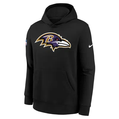Nike Baltimore Ravens Sideline Club Big Kids'  Nfl Pullover Hoodie In Black