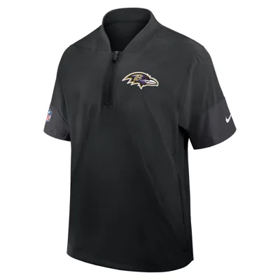 Nike Black Baltimore Ravens Sideline Short Sleeve Quarter-zip Performance Coach Jacket