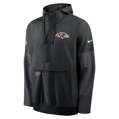 Nike Baltimore Ravens Well Rounded Anorak  Men's Nfl 1/2-zip Hooded Jacket In Black