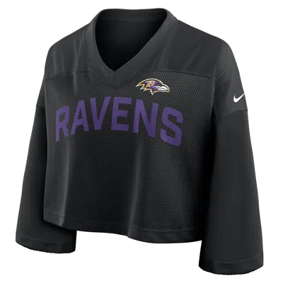 Nike Baltimore Ravens Wide Receiver Jersey Fashion  Women's Dri-fit Nfl Cropped Top In Black