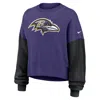 Nike Purple Baltimore Ravens Oversized Color-block Pullover Sweatshirt In Purple