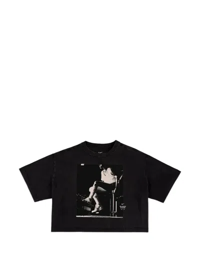 Nike Basketball Graphic-print Cropped T-shirt In Black