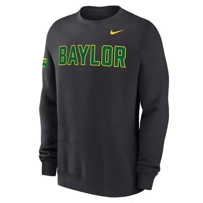 Nike Baylor Club Fleece  Men's College Crew-neck Sweatshirt In Gray
