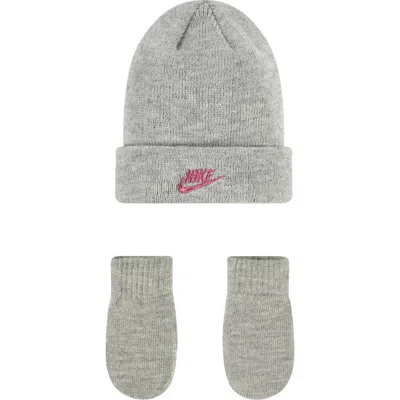 Nike Kids'  Beanie & Mittens In Dark Grey Heather