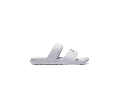 Pre-owned Nike Benassi Duo Ultra (women's) Sneakers In White/metallic Silver