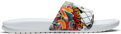 Pre-owned Nike Benassi Jdi Print China Hoop Dreams (women's) Sneakers In White