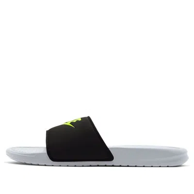 Nike Benassi Jdi Slide 'wolf Grey Volt' In Black