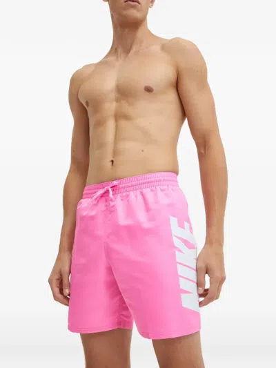 Nike Big Block Drawstring Swim Shorts In Pink