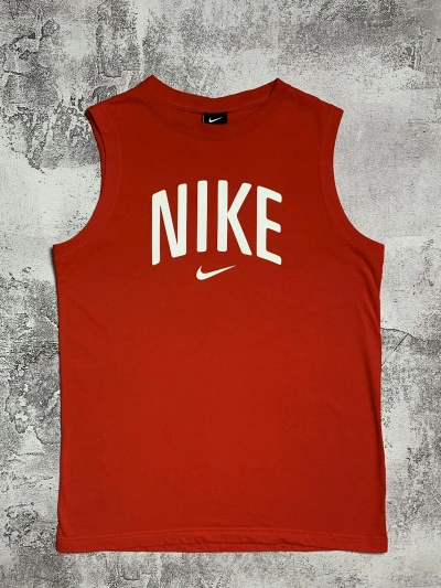 Pre-owned Nike Big Box Logo Red Sleeveless Shirt