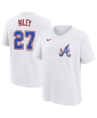 Nike Kids' Big Boy's And Girl's Austin Riley White Atlanta Braves Fuse City Connect Name Number T-shirt