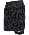 Nike Big Boys 7" Tossed Block Volley Swim Shorts In Black