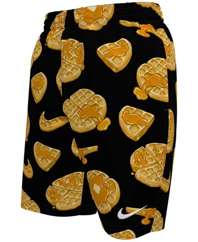 Nike Kids' Big Boys 7" Tossed Waffle Volley Swim Shorts In Black