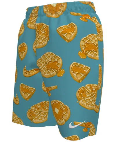 Nike Kids' Big Boys 7" Tossed Waffle Volley Swim Shorts In Dusty Cactus/multi