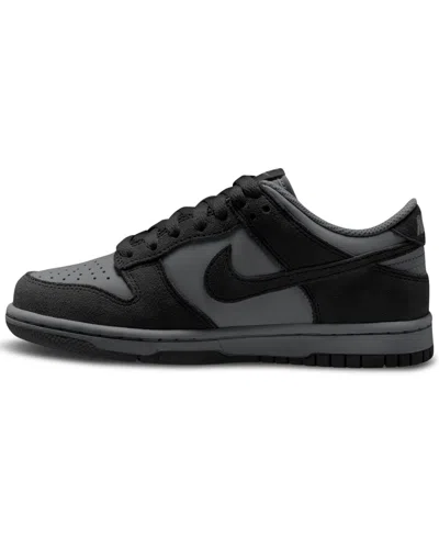 Nike Kids' Big Boys And Big Girls Dunk Low Retro Sneakers From Finish Line In Iron Gray,black