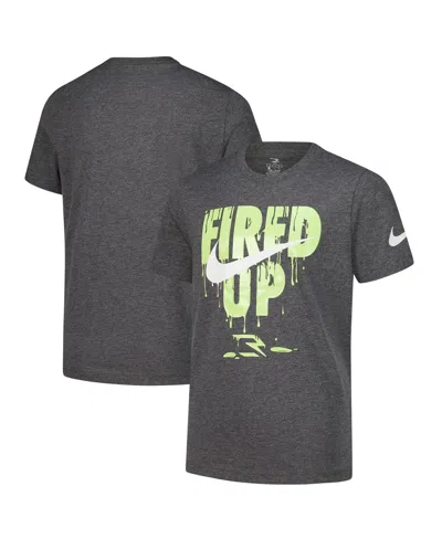 Nike Kids' Big Boys And Girls 3brand By Russell Wilson Heather Charcoal Fired Up Drip T-shirt