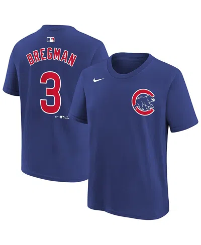 Nike Big Boys And Girls Alex Bregman Royal Chicago Cubs Name And Number T-shirt In Blue