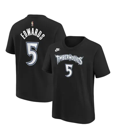 Nike Big Boys And Girls Anthony Edwards Black Minnesota Timberwolves Name & Number T-shirt