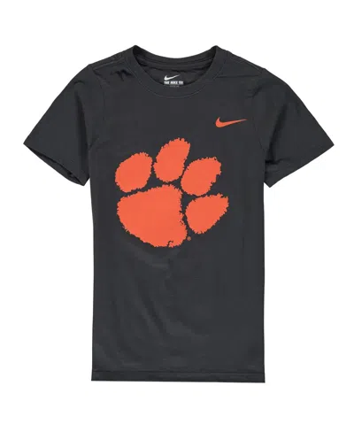 Nike Big Boys And Girls Anthracite Clemson Tigers Cotton Logo T-shirt