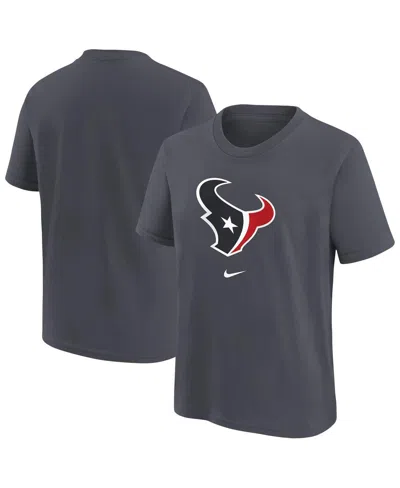 Nike Kids' Big Boys And Girls Anthracite Houston Texans Primary Logo Legend T-shirt In Gray